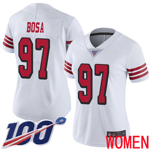 San Francisco 49ers Limited White Women Nick Bosa NFL Jersey #97 100th Season Rush Vapor Untouchable